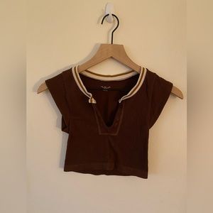 Brown cut off sleeve top from urban outfitters